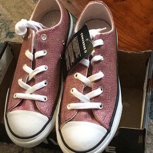 COPY - Barely rose sparkly converse low tops